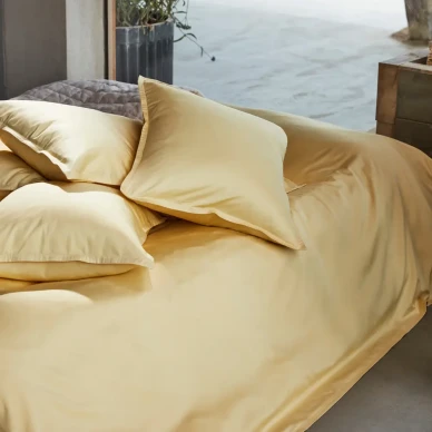 8440 eb36eda324 917764 bed set bamboo solid pale yellow 2 1 1 full kuva